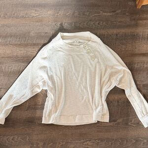 Free People We The Free Cream Oversized Button Shoulder Sweater Size L